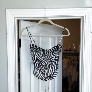 NWT Zebra print tie back cropped top